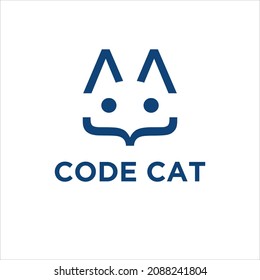 Fun Coding, Developer coding icon vector illustration, programming logo. smile face logo coding symbol, code cat, cats logo, logo cats, design code cat