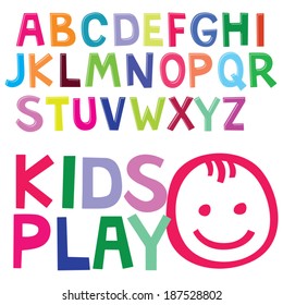 Fun Color Font For Kids. Child Type