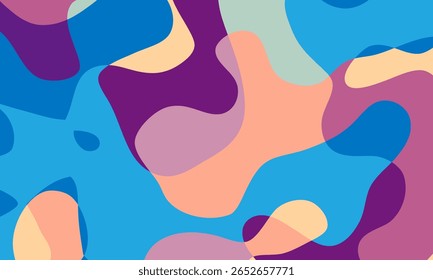 Fun colorful abstract background in doodle style. Simple playful design with hand drawn overlay shapes