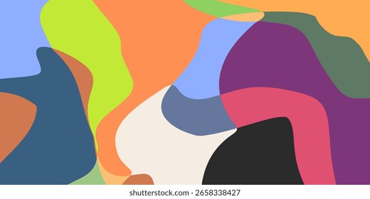 Fondo abstracto colorido divertido en estilo doodle. Diseño lúdico simple con Formas superpuestas dibujadas a mano