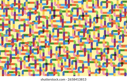 Fun colorful abstract background in doodle style. Simple playful design with hand drawn overlay shapes. Children style colored scribble banner background with doodle rough lines. Playful abstract bg
