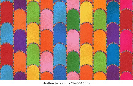 Fun colorful abstract background in doodle style. Simple playful design with hand drawn overlay shapes. Children style colored scribble banner background with doodle rough lines. Playful abstract bg