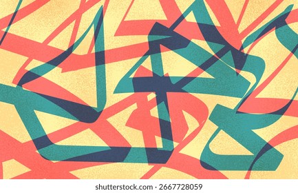Fun colorful abstract background in doodle style. Simple playful design with hand drawn overlay shapes. Children style colored scribble banner background with doodle rough lines. Playful abstract bg