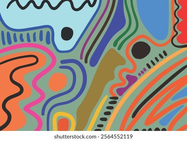 fun colorful abstract background in a scribble style. A simple, cheerful design with hand-drawn scribble shapes.



