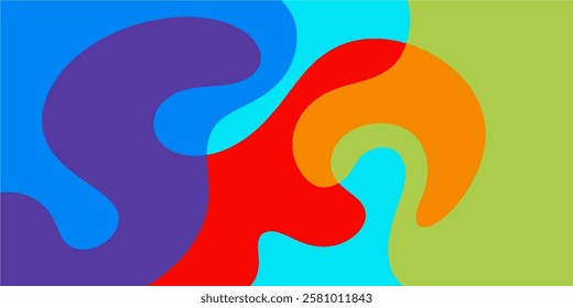 Fun colorful abstract background. Simple playful design with fluid shapes vector