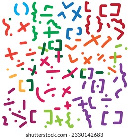 Fun colorful abstract line doodle shape set. Creative minimalist style art symbol collection for children or party celebration with modern shapes. Simple upbeat childish drawing scribble decoration