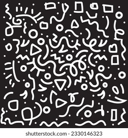 Fun colorful abstract line doodle shape set. Creative minimalist style art symbol collection for children or party celebration with modern shapes. Simple upbeat childish drawing scribble decoration