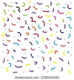 Fun colorful abstract line doodle shape set. Creative minimalist style art symbol collection for children or party celebration with modern shapes. Simple upbeat childish drawing scribble decoration