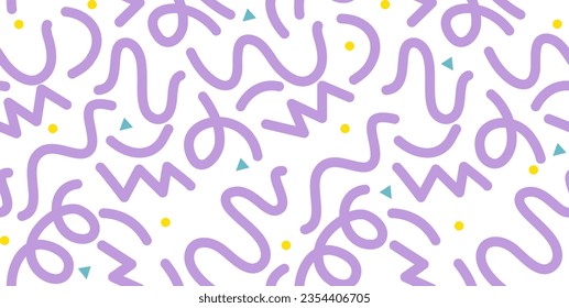 Fun colorful abstract line doodle shape set. Creative minimalist style art symbol collection for children or party celebration with modern shapes. Simple upbeat childish drawing scribble decoration