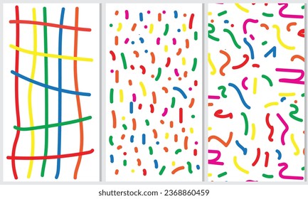 Fun colorful abstract line doodle shape set. Creative minimalist style art symbol collection for children or party celebration with modern shapes