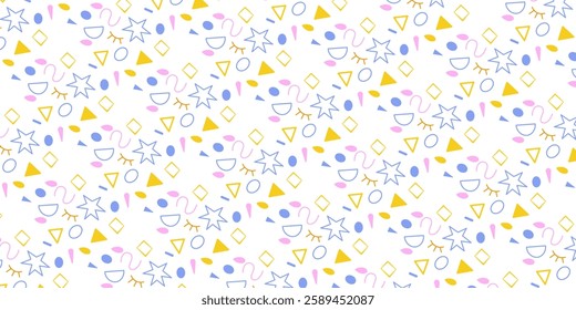 Fun colorful abstract line doodle shape set. Creative minimalist style art symbol collection for children or party celebration with modern shapes. vector illustration eps 10