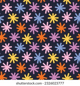 Patrón divertido colorido abstracto sin fisuras. Formas geométricas negrita, brillante y retro en un diseño de repetición. Fondo frío, fondo, papel pintado. 