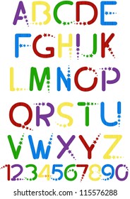 fun colorful alphabet letters and numbers vector illustration