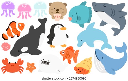 Fun and colorful aquatic animals