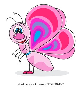 fun colorful cartoon butterfly. vector illustration