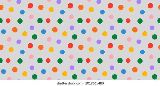 Fun colorful circle doodle seamless pattern. Creative minimalist style art background for children or trendy design with polka dot. Simple childish party backdrop.