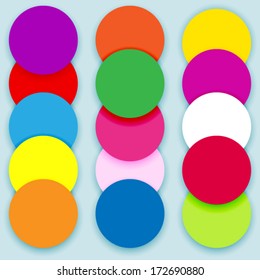 Fun and colorful circles, layered with shadows, labels for text