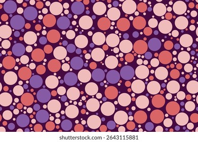 Fun colorful circles seamless pattern with artistic round shapes scattered in a creative layout for contemporary visuals