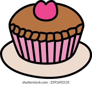 Fun and colorful cupcake design, great for packaging, menus, and flyers in the food or restaurant industry.