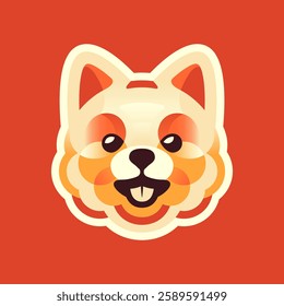 Fun colorful dog face logo vector illustration, badge, emblem poster design template