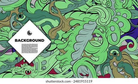 Fun and colorful doodle art of imaginative figure. suitable for background, book cover, backdrop, doodle project, template and flayer