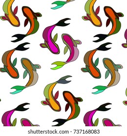 Fun colorful fishes in pattern for baby products and pictures