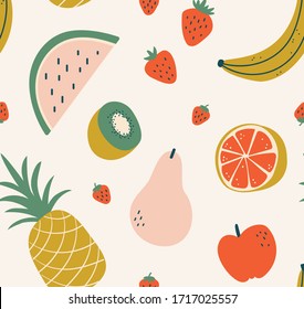 Fun colorful fruit pattern. Seamless.