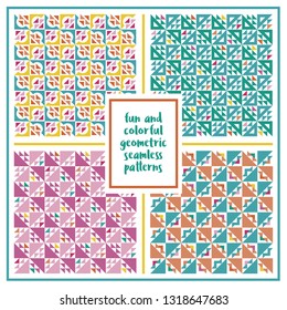 Fun and colorful geometric seamless patterns