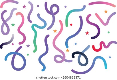 Fun colorful Gradient doodle seamless pattern. Creative 3d wavy lines minimalist style art background for children or trendy design with basic shapes. Colorful Fluid Wave Pattern. Design Element