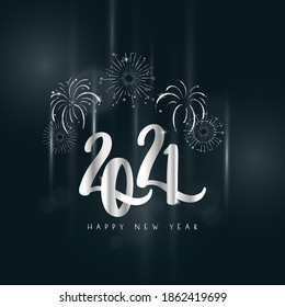 Fun and colorful hand drawn firework, happy new year 2021, great for banners, invitations, wallpaper - vector design