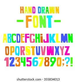 Fun colorful hand drawn font.Vector illustration.