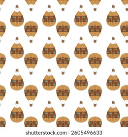 Fun Colorful Hot Air Balloons Vector Seamless Pattern
