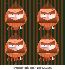 A fun and colorful
illustration of a lumber jack with his axe.
