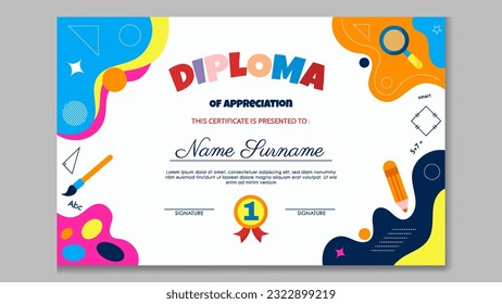 Fun Colorful Kindergarten Certificate Template