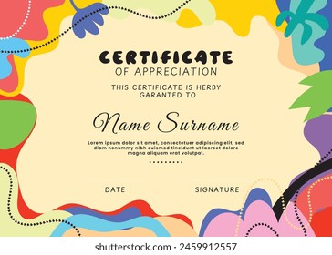 Fun Colorful Kindergarten Certificate Template