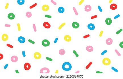 Fun colorful line doodle seamless background. Creative light minimalist style art illustration for children or trendy design with basic shapes. Simple childish scribble backdrop. Vector design.