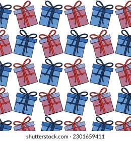 Fun colorful line doodle seamless pattern. Creative minimalist style art background for children or trendy design with basic shapes. Simple party confetti texture, childish scribble shape backdrop.