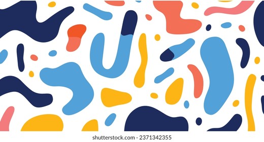 Fun Colorful Line Doodle Seamless Pattern. Creative Minimalist Style Art Background for Children or Trendy Design With Basic Shapes. Simple Childish Scribble Backdrop