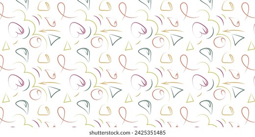 Fun colorful line doodle seamless pattern. 