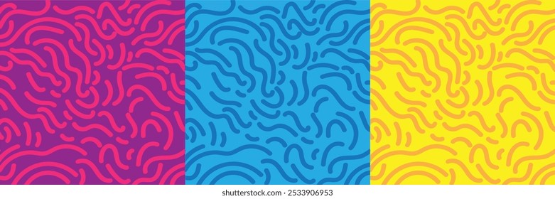 Fun colorful line doodle seamless pattern. vector eps10