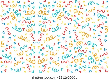 Fun colorful line doodle shape icons. Design for children or party celebrations with basic shapes. Vector