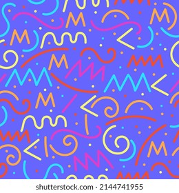 fun colorful line seamless pattern isolated on purple background.