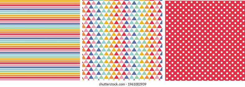 Patrón divertido y colorido con motivos geométricos