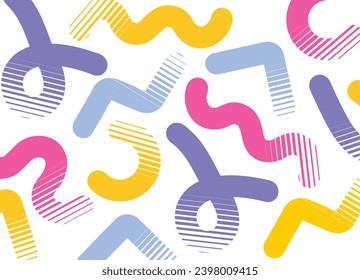 Fun colorful patterns made from colored doodles. Children's vector background. Abstract striped illustration. For packaging design, covers, games