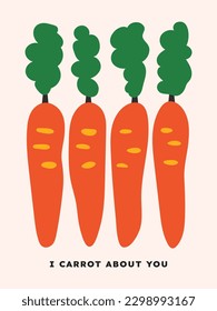 Fun Colorful Quirky Modern Illustration Modernist Abstract Carrot Quotes Drawing