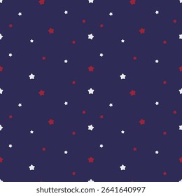 Fun colorful red and white star on blue background seamless pattern creative minimalist style art background for children or trendy design simple celebrate