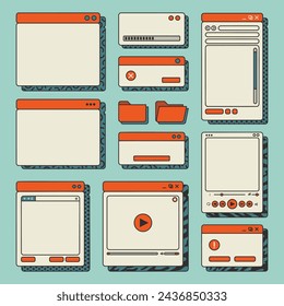 Fun colorful retro computer window graphics collection