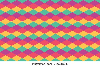 Fun and colorful rhombus argyle vector pattern. Suitable for fabric, textile, wallpaper, background, and cover.