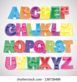 Fun Colorful Scratched Vector Font Use Stock Vector (Royalty Free ...