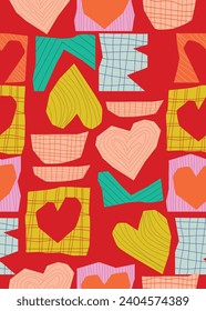 Colección de patrones divertida y colorida. Fondo artístico creativo de estilo abstracto para niños. Diseño de textura de moda con formas básicas. 